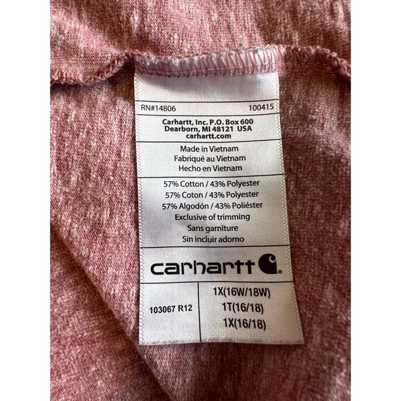 Carhartt Women's Original Fit Pocket Tee Top Short Sleeve Heather Pink Size 1X - Picture 5 of 10